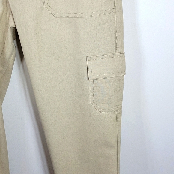 J.Crew Linen Blend Khaki Cargo Drawstring Cropped Pants Sz 8 NWT - Picture 4 of 8